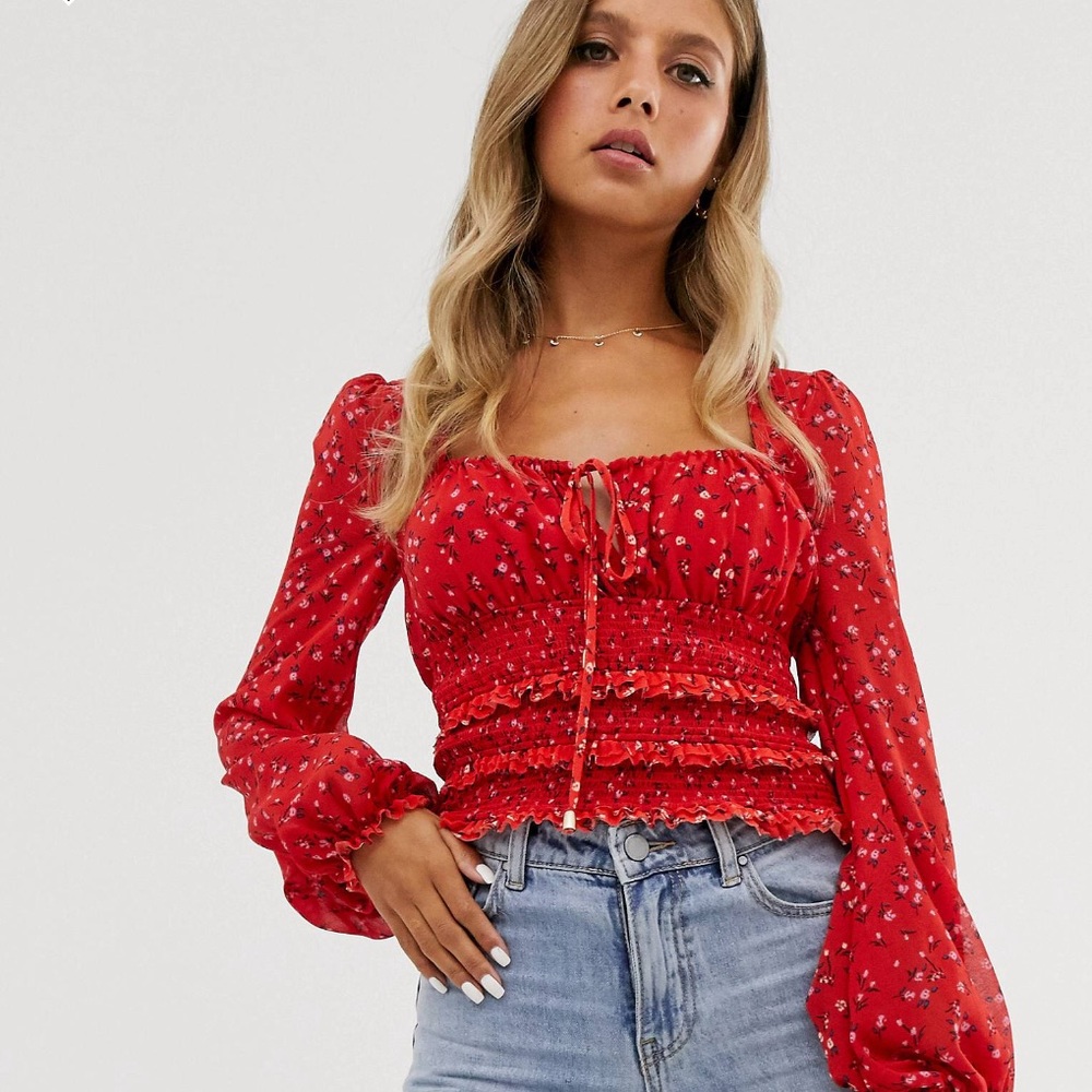 Free People Floral Milkmaid Top